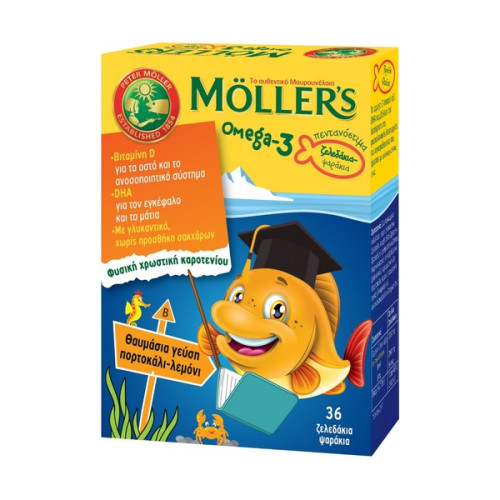 ΖΕΛΕΔΑΚΙΑ ΜΟΥΡΟΥΝΕΛΑΙΟ OMEGA-3 LEMON-ORANGE Moller 36 gums ΖΕΛΕΔΑΚΙΑ ΜΟΥΡΟΥΝΕΛΑΙΟ OMEGA-3 LEMON-ORANGE Moller 36 gums