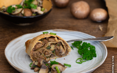 Vegan στρούντελ με μανιτάρια
